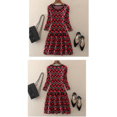 Dress Ladies O Neck Allover AT